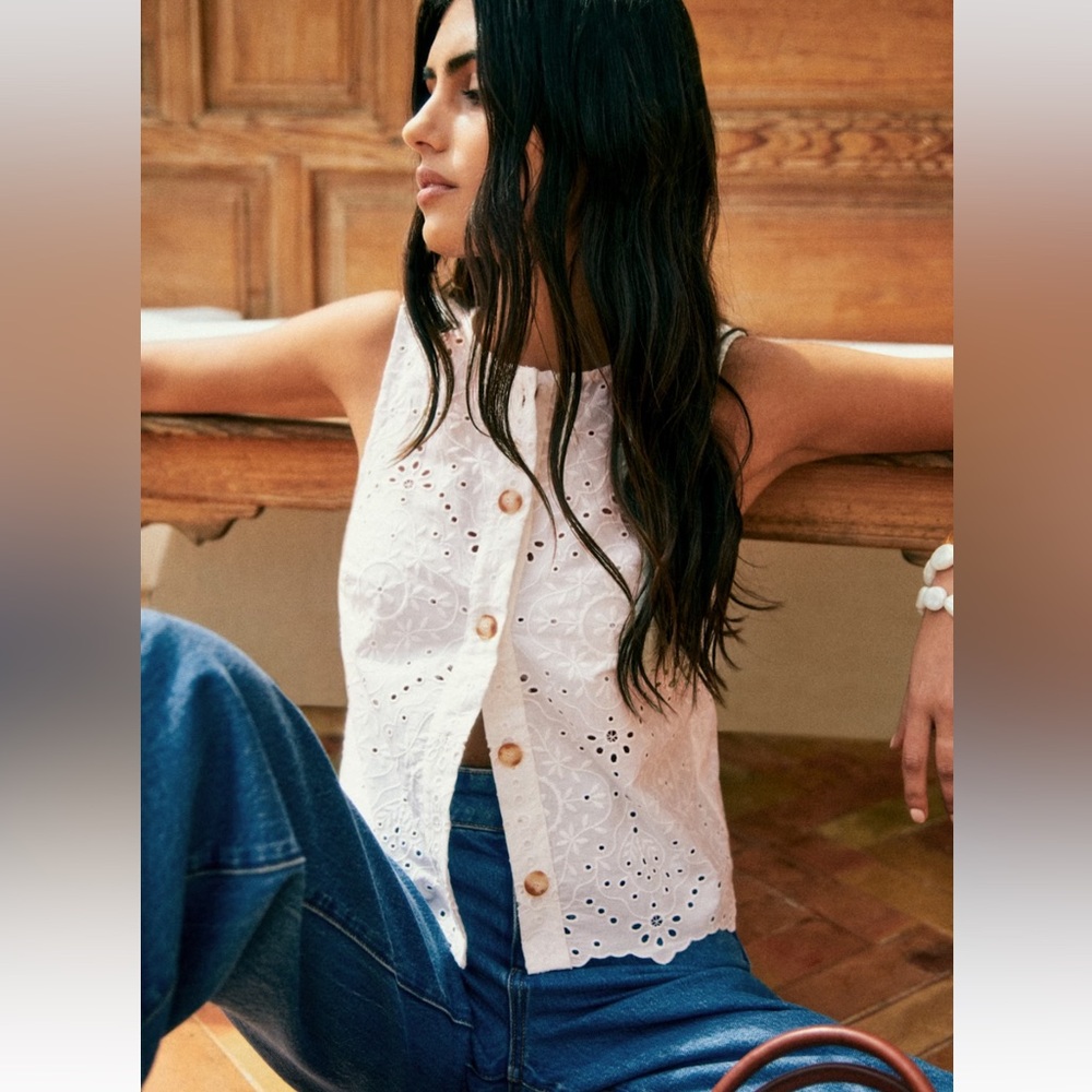 Sezane Roni Blouse Embroidered White 34 2